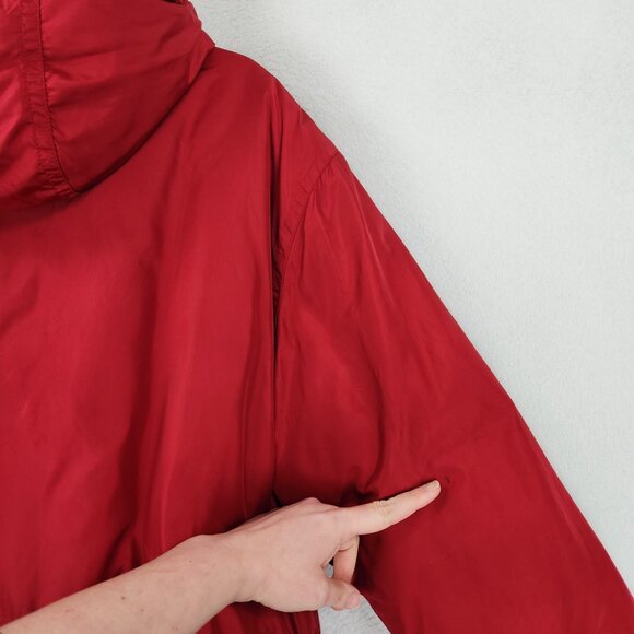 Eddie Bauer Coat Womens Large Red Vintage Goose Down Hooded Parka Casual Outdoor - Picture 15 of 16